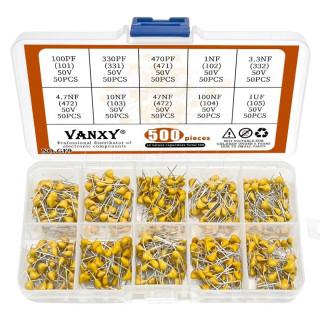 Ceramic Capacitor Assortment Kit (500 Pcs) 100PF - 1µF