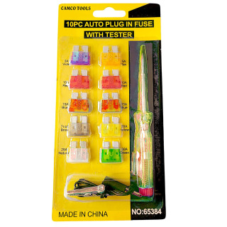 10pcs Auto Plug Fuses with Tester