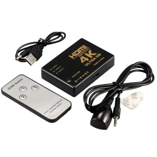 4K HDMI Switch 3-In 1-Out with Remote Control