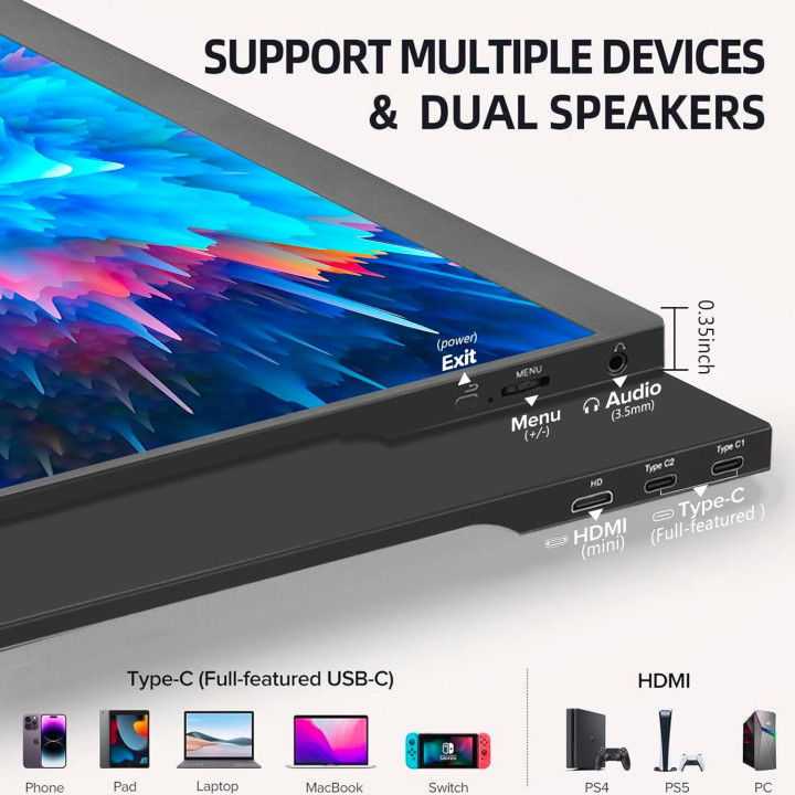 IPS 15.6 Inch Portable Monitor Type-C & HDMI