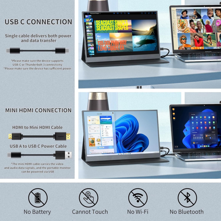 IPS 15.6 Inch Portable Monitor Type-C & HDMI