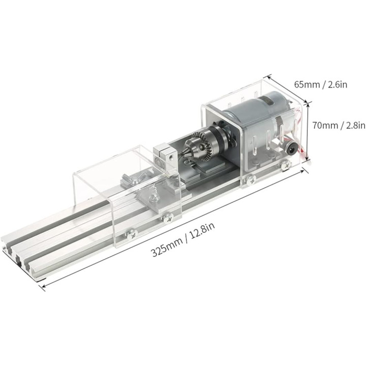 Compact Acrylic Lathe Machine with Tool Set