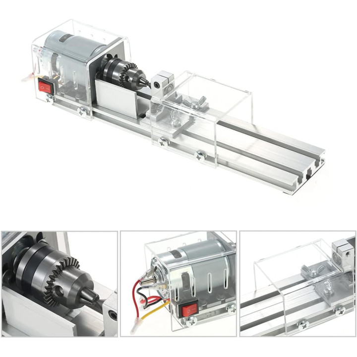 Compact Acrylic Lathe Machine with Tool Set