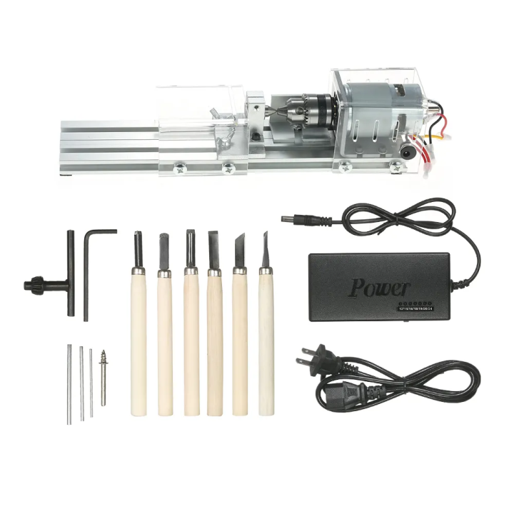 Compact Acrylic Lathe Machine with Tool Set
