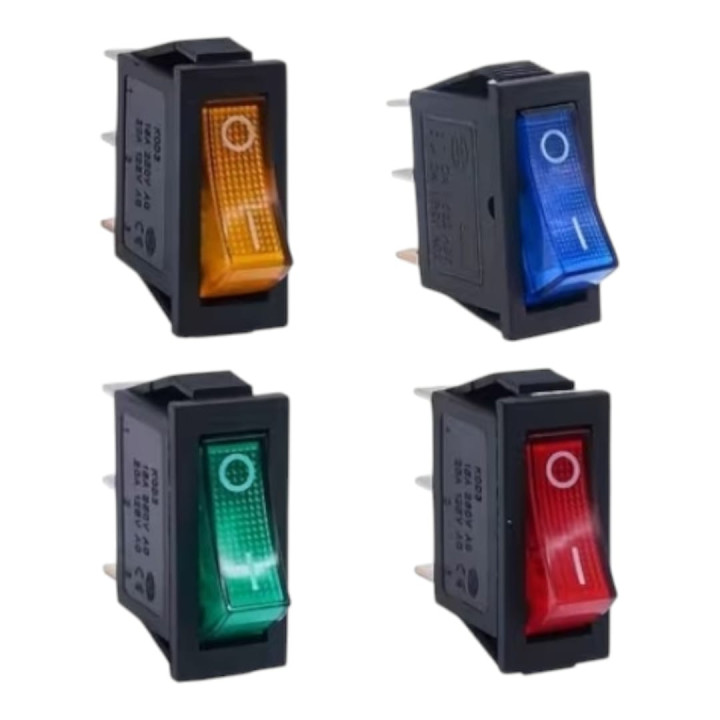 KCD3 SPST Rocker Switch with Light (Random Color)