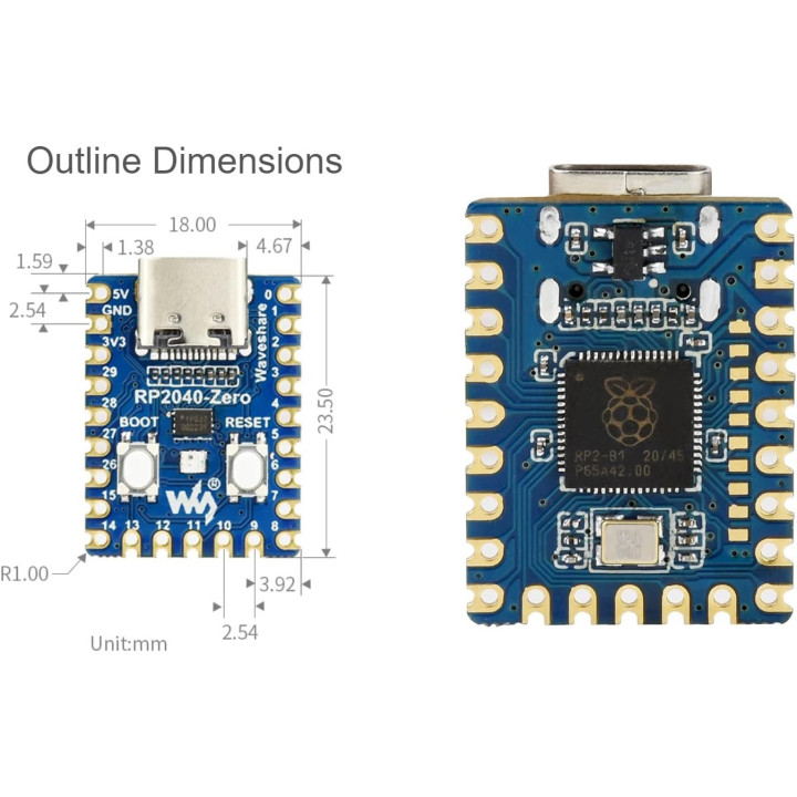 RP2040-Zero Mini Development Board (Raspberry Pi Chip)