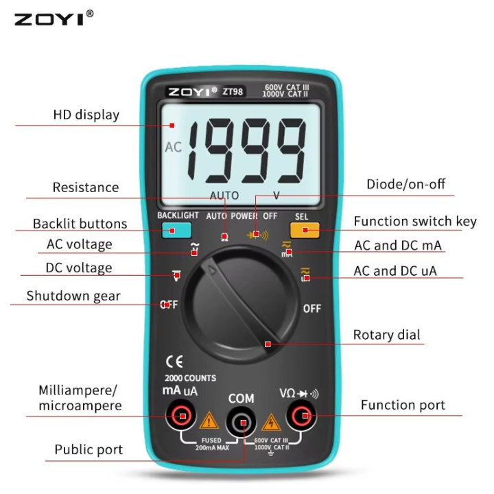 ZOYI ZT-98 Digital Multimeter Auto Range
