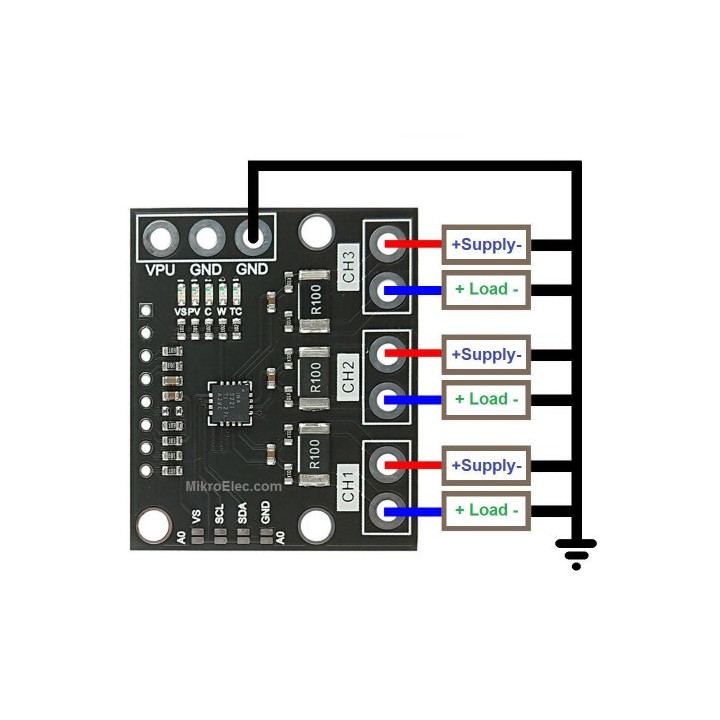 INA3221 Triple-Channel I2C Current & Voltage Monitor Module