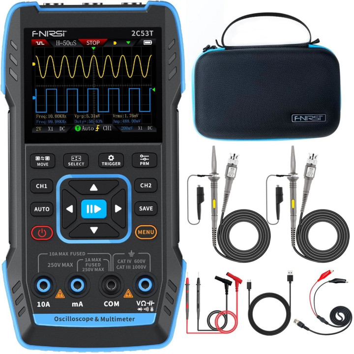 FNIRSI 2C53T Dual Channel 3-in-1 50MHz Oscilloscope / Multimeter / Function Generator
